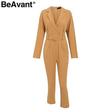 Load image into Gallery viewer, BeAvant Casual cargo cotton ladies overalls Orange sash pocket sport womens jumpsuit romper Autumn winter bomber lady jumpsuits